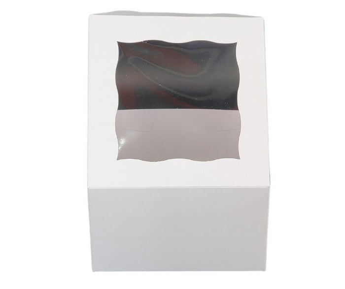 EB - 7 x 7 x 4 - 4 Cupcake Box with Window - White - 5281A