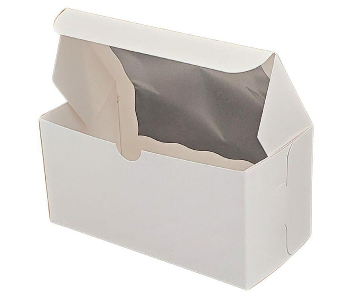 EB - Cup Cake Box with Window - White - 8 x 4 x 4 - Double / 2 Cupcake