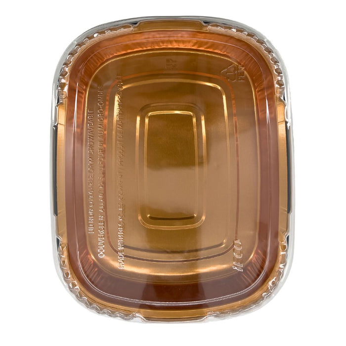 Rhino-Foil - Medium (53oz) Black & Gold Foil Cont. w/ Clear Dome Lid