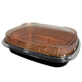 Rhino-Foil - Medium (53oz) Black & Gold Foil Cont. w/ Clear Dome Lid