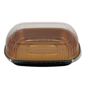 Rhino-Foil - Large (64 oz) Black&Gold Foil Cont. w/ Clear Dome Lid