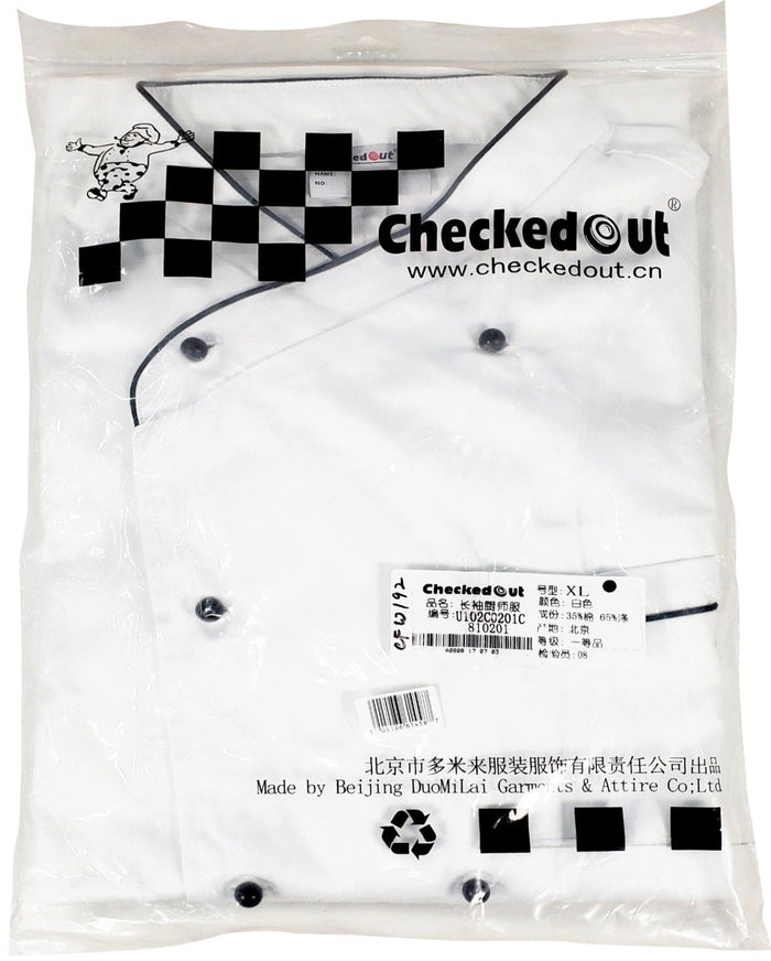 Chef Coat - White - XL - w/- Black Pearl Buttons - 4587