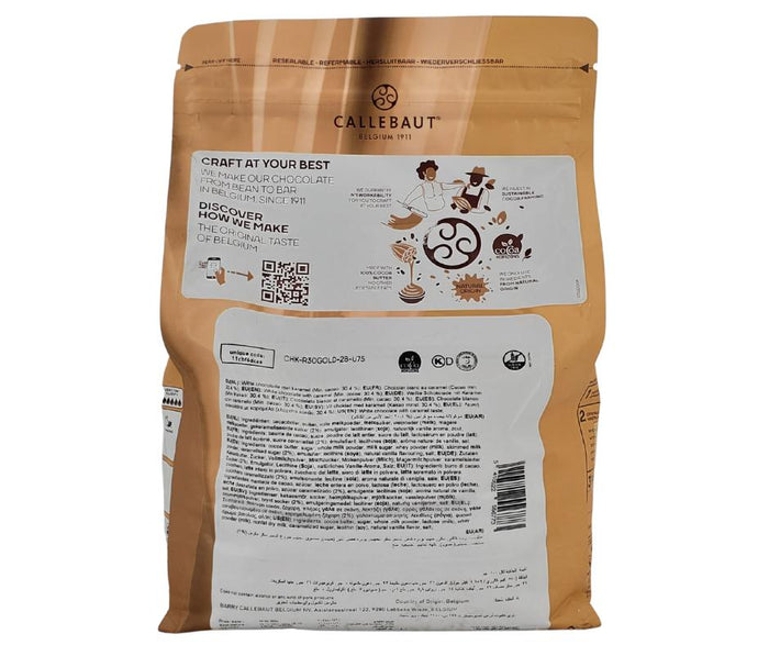 Callebaut Caramel Chocolate Callets, Gold