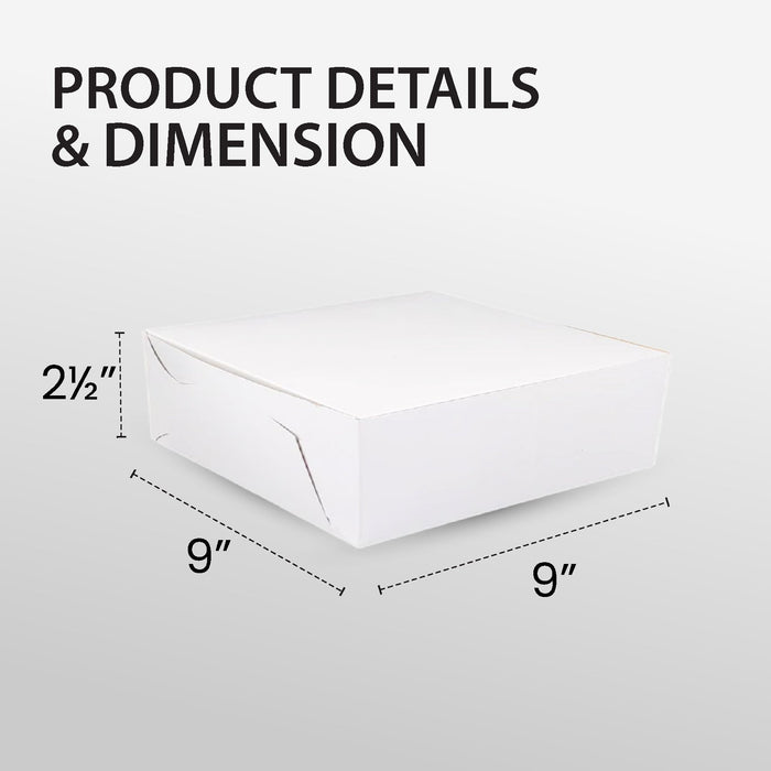 EB - White Cake Boxes - 9 x 9 x 2 1/2
