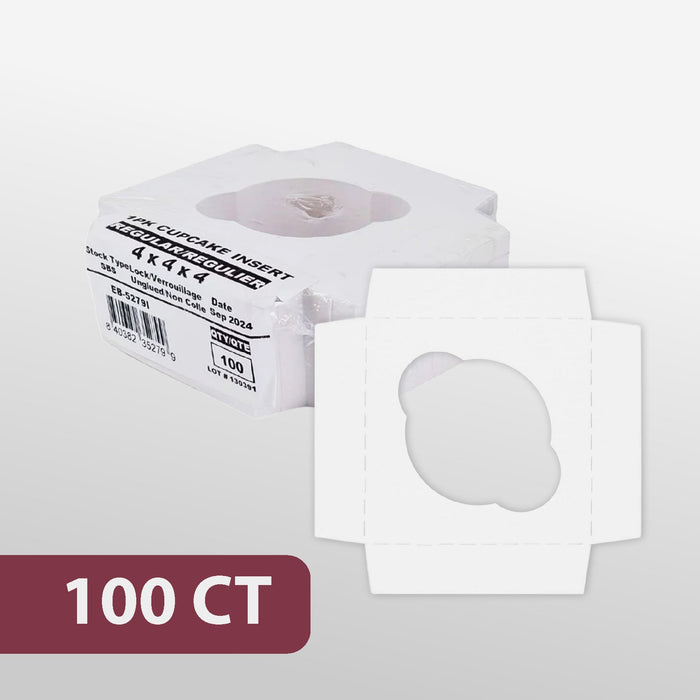 EB - 4 x 4 x 4 - Single Cupcake Insert Fits - White - 5279I