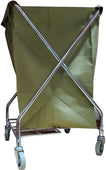 X-Frame - Laundry Cart - Silver Steel Frame - Green Vinyl Bag - DP08158