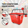 45 L Shopping Basket - Handle & Wheels - RED