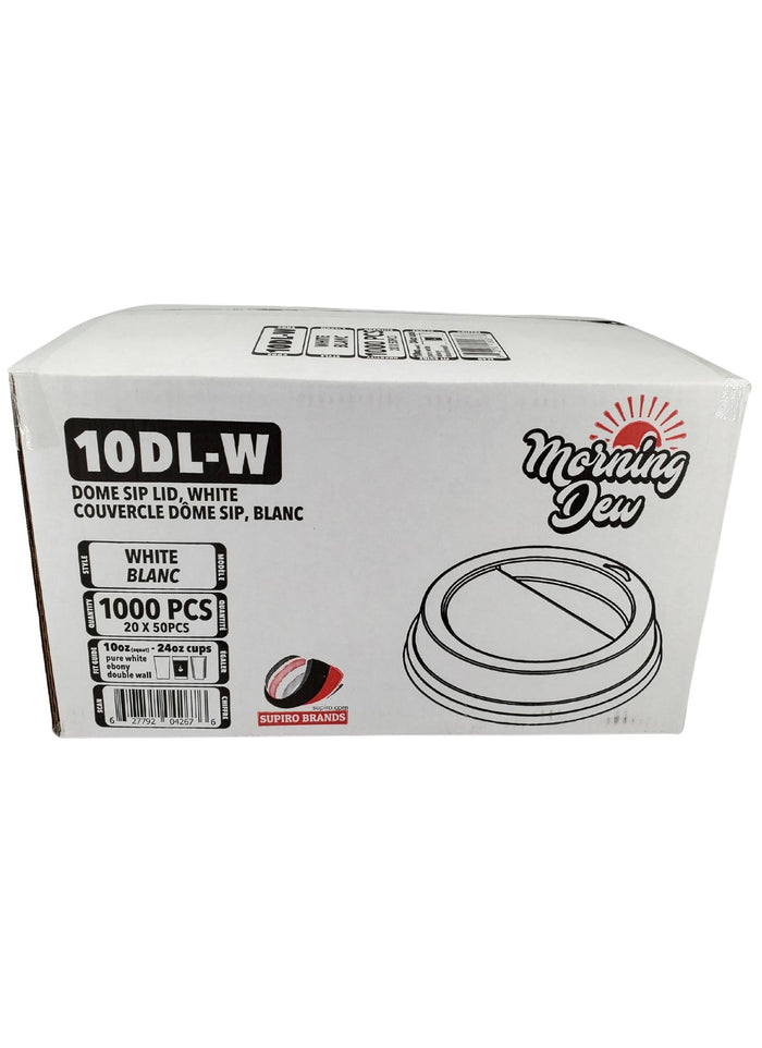 Morning Dew - Dome Sip Lid for 10-24 oz Hot Paper Cups - White - 10DL-W