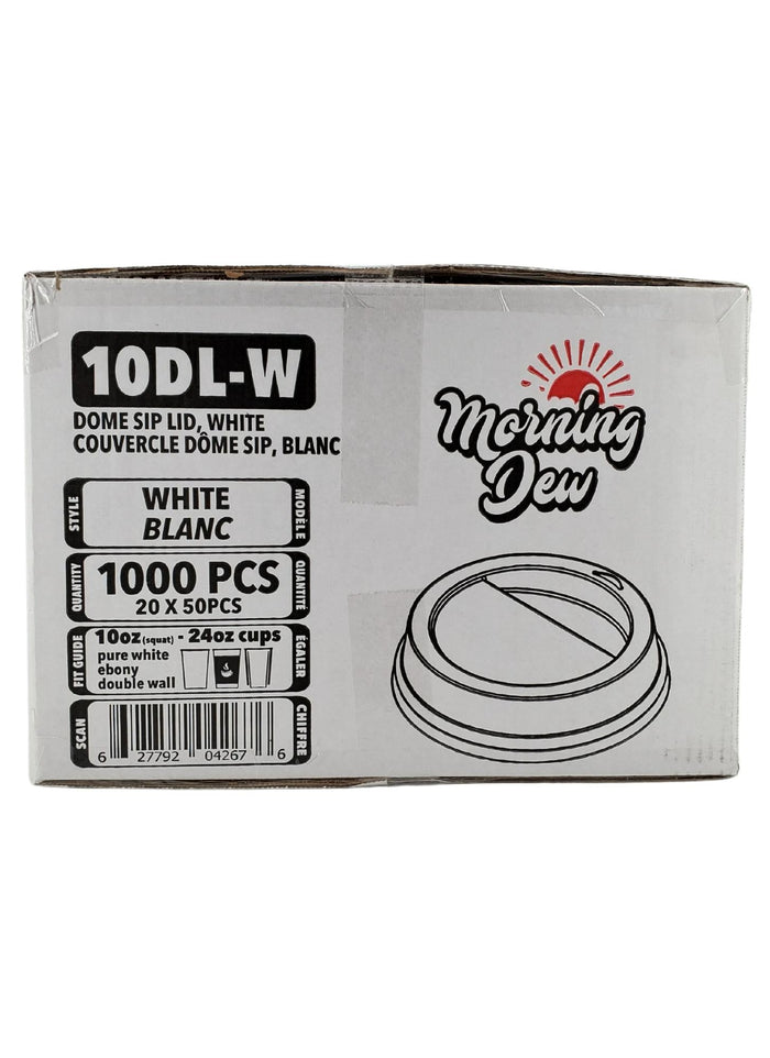 Morning Dew - Dome Sip Lid for 10-24 oz Hot Paper Cups - White - 10DL-W