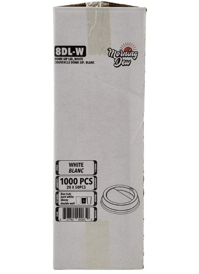 Morning Dew - Dome Sip Lid for 8 oz Tall Hot Paper Cups - White - 8DL-W