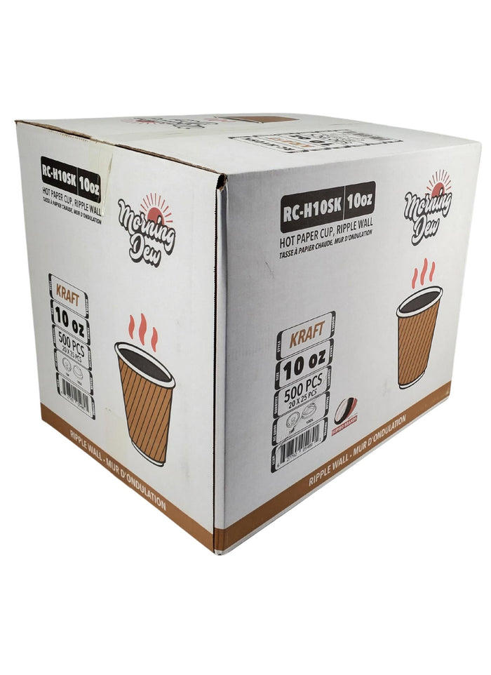 Morning Dew - 10 oz Squat Hot Paper Cup - Ripple - Kraft - RC-H10SK