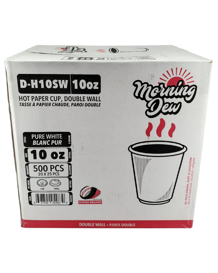 Morning Dew - 10oz Squat Hot Paper Cup - Double Wall - White - D-H10SW