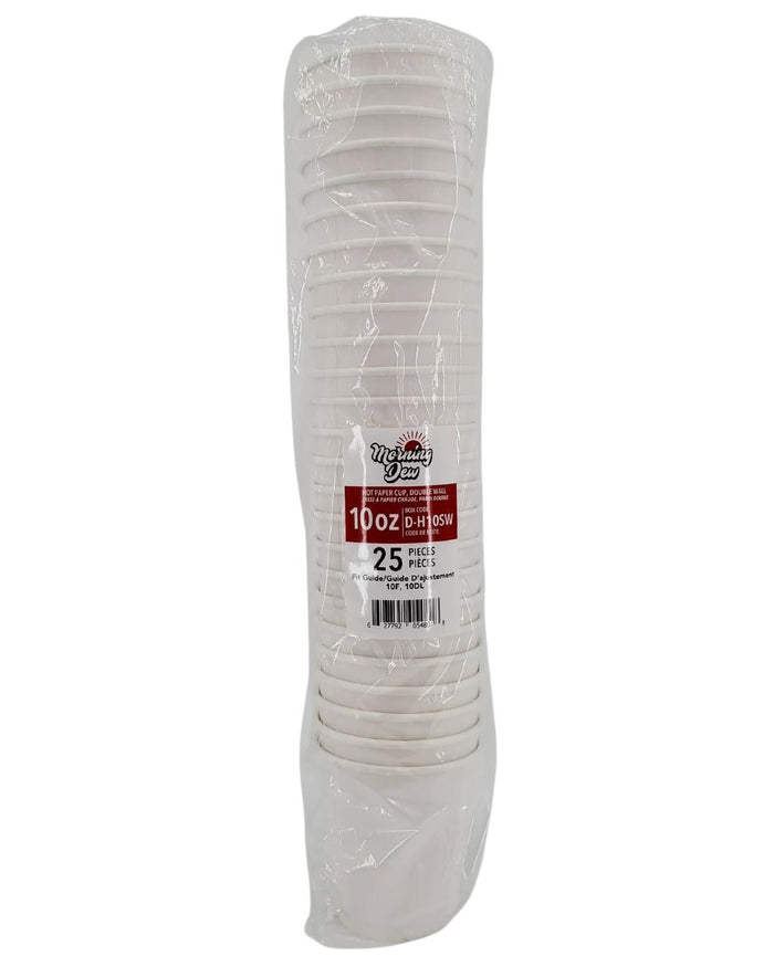 Morning Dew - 10 oz Squat Hot Paper Cup - Double Wall - White - D-H10SW