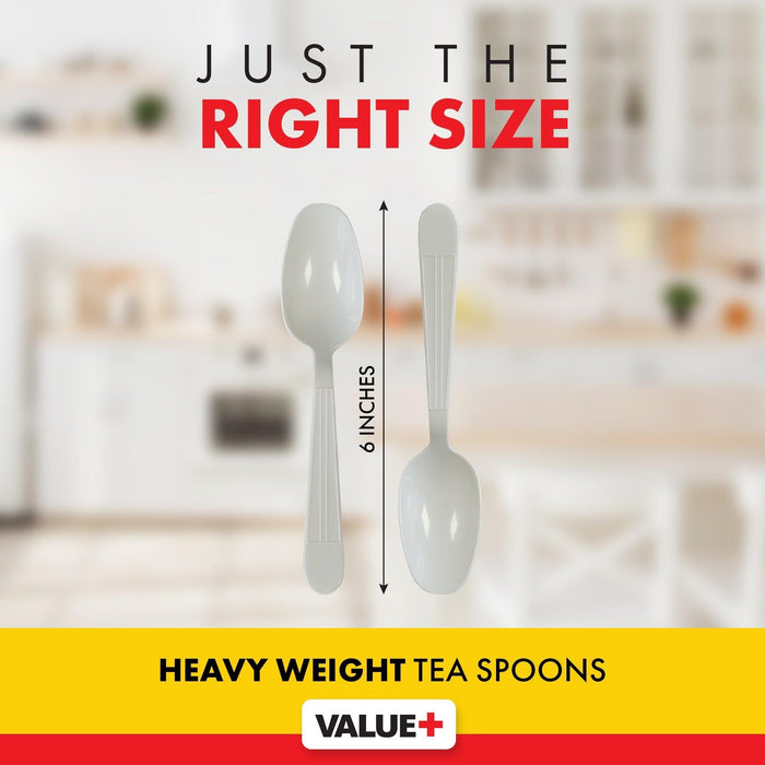 Value+ - Heavy - Plastic Tea Spoons - White - Ind. Wrapped - WP2003