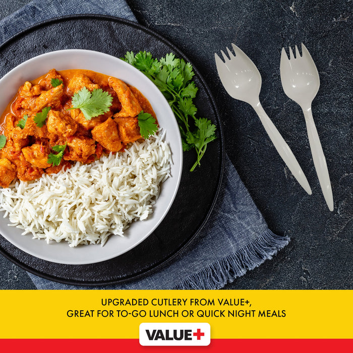 Value+ - Plastic Sporks - White - Bulk - B1005