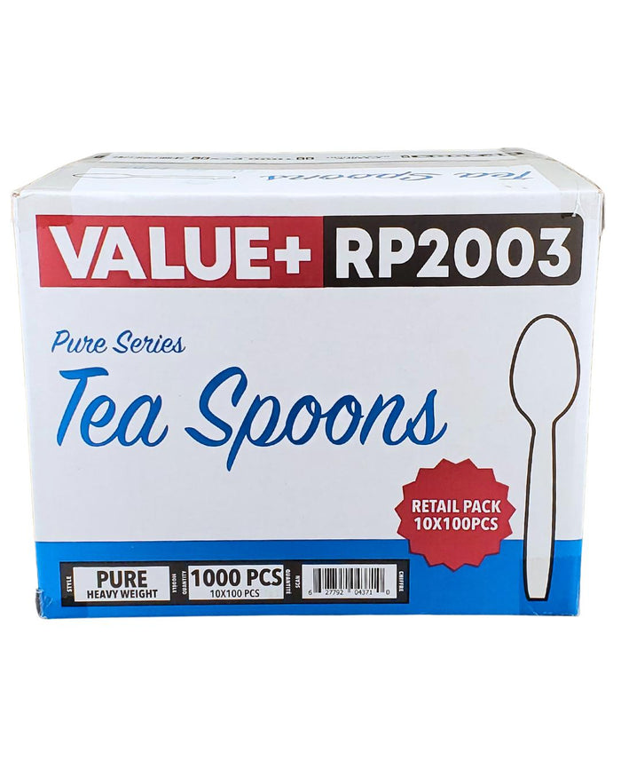 Value+ - Heavy - Plastic Tea Spoons - White - Retail Pack - RP2003