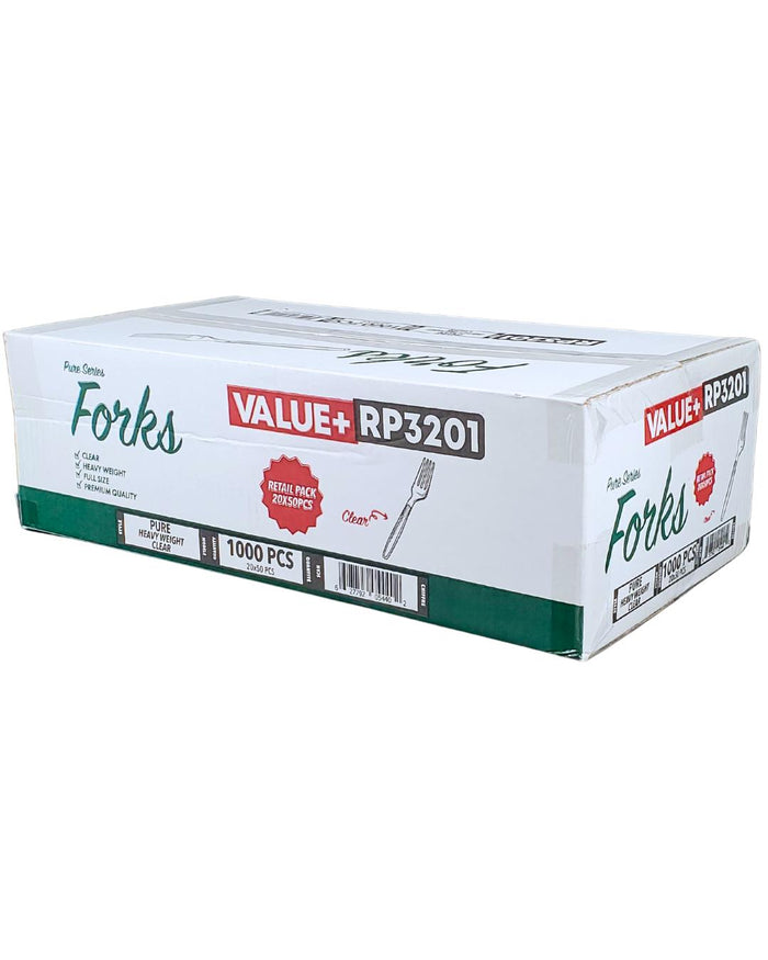 Value+ - Heavy - Plastic Forks - Clear - Retail Pack - RP3201