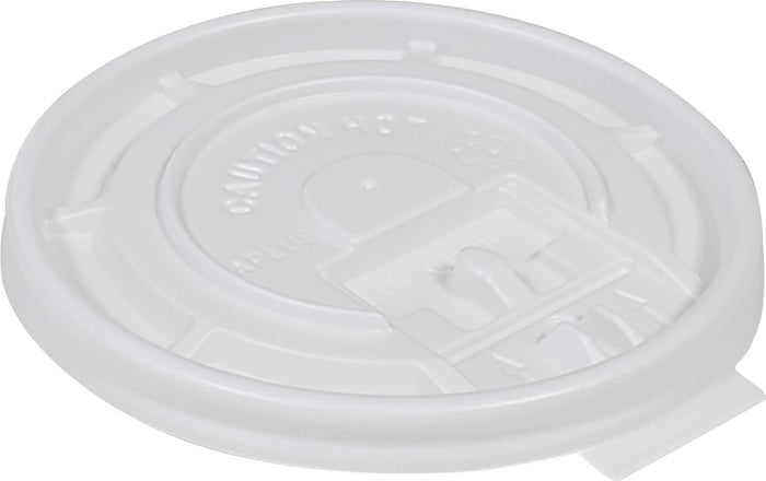 Morning Dew - Tear Back Flat Lid for 10-24 oz Hot Paper Cups - White - 10F-W