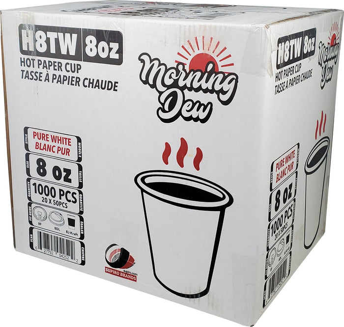 Morning Dew - 8oz Hot Paper Cups - White - H8TW