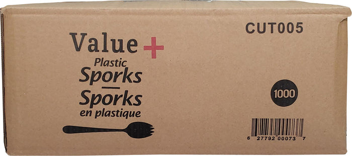 Value+ - Plastic Sporks - White - Bulk - B1005