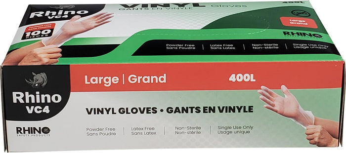 Rhino - VC4 - Clear Vinyl Gloves - Large - 400L