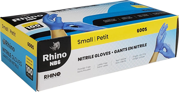 Rhino/Intco- NB6 - Blue Nitrile Gloves - Small - 600S