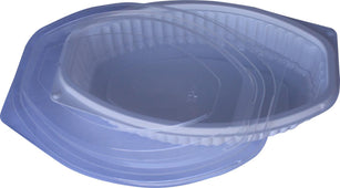 Value+ 24WC - Oval Container - 24oz - White w/Clear Lid