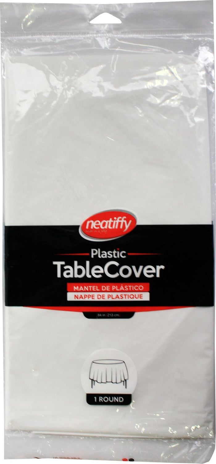 Table Cover - 84” Round - White Solid