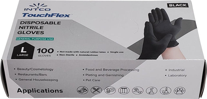 TouchFlex Disposable Nitrile Gloves - Large, Black