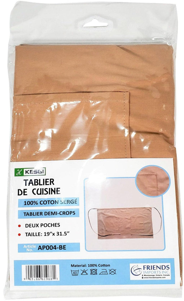 Kesgi - Apron - 1/2 Body - Beige - 2 Pockets - AP004BE