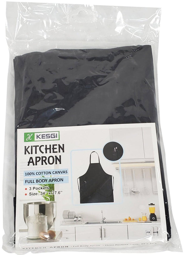 Kesgi - Apron - Full Body - Black - 3 Pockets - AP001BL