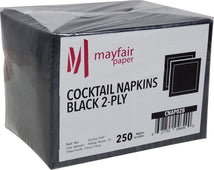 Mayfair - 2 Ply Cocktail Napkins 1/4 Fold - Black - CNAP02B