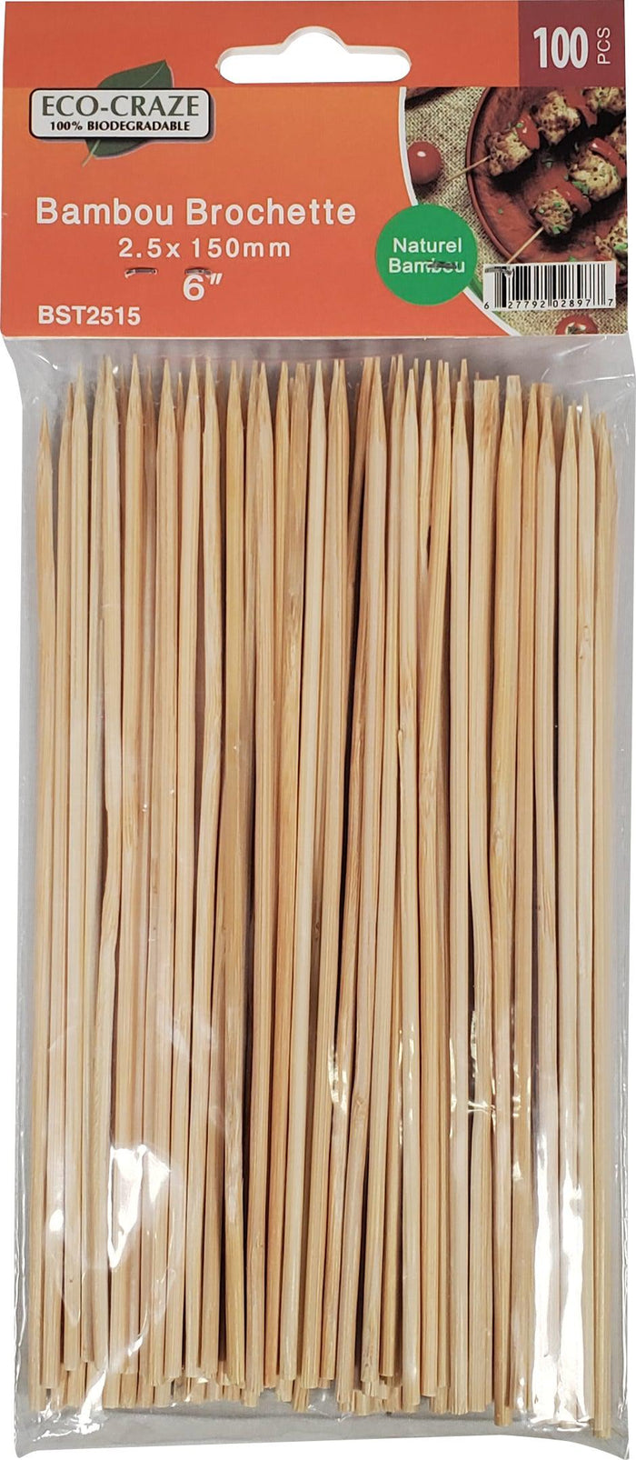 Eco-Craze - Bamboo Skewer - 2.5mm X 6