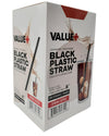 Value+ - 8'' - Black Plastic Straw - 6 mm