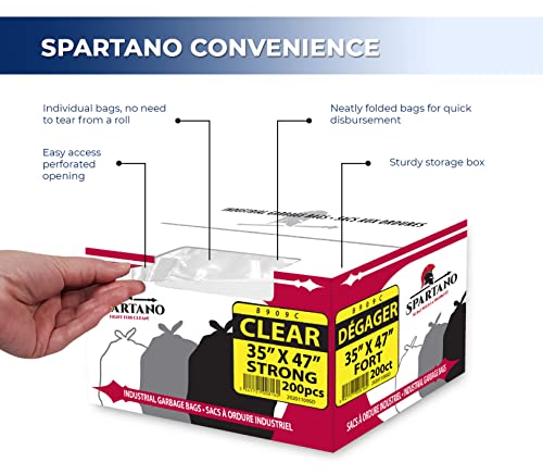 Spartano Industrial Garbage Bags - Clear, 35