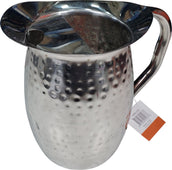 CLR - Winco - 2 Qt. Bell Pitcher w/ Ice Catcher - Hammered - S/S