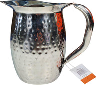 CLR - Winco - 2 Qt. Bell Pitcher w/ Ice Catcher - Hammered - S/S