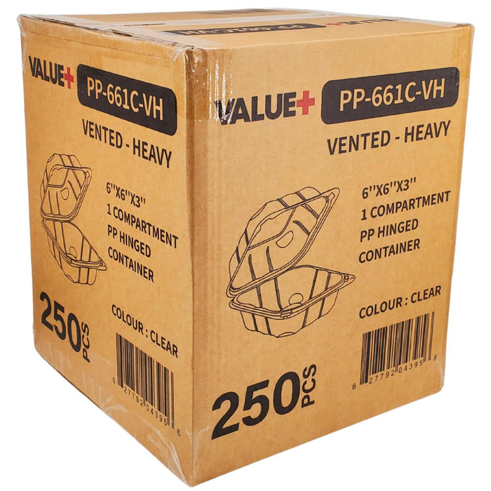 Value+ - PP-661C-VH- PP Hinged Cont. - 6x6x3
