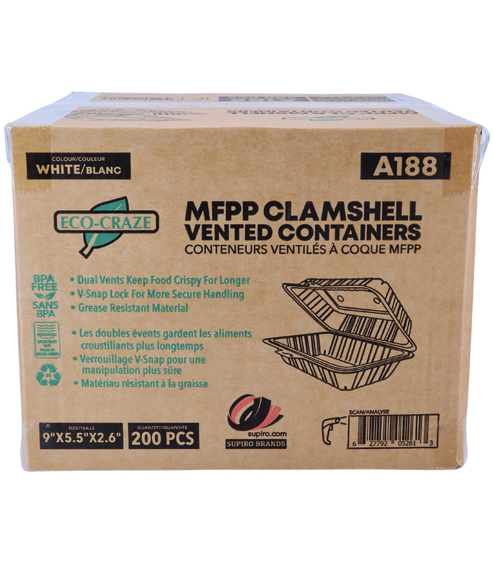 Eco-Craze MFPP Clamshell Vented Containers - 9