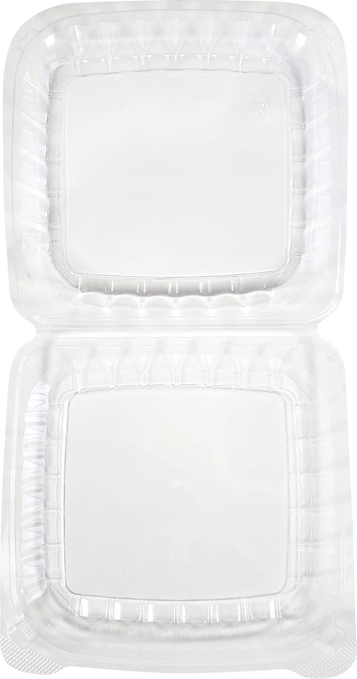Value+ - Dual Lock - 8in Shallow Medium Clear Hinged Containers - CV881S