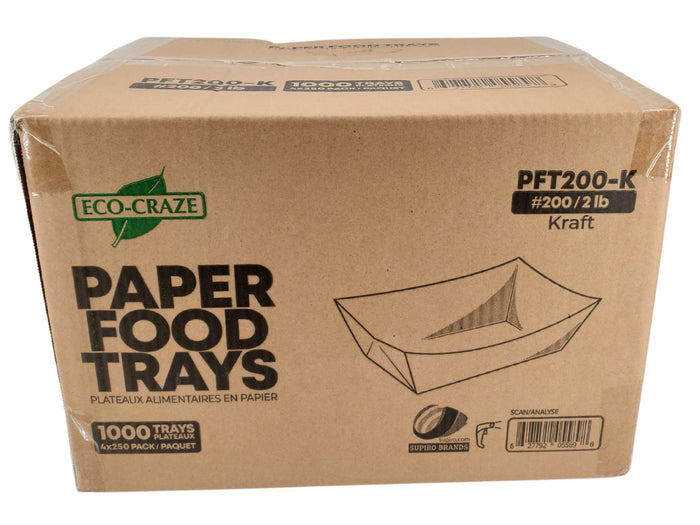 Eco-Craze PFT200-K #200 2 lb Kraft Paper Food Tray