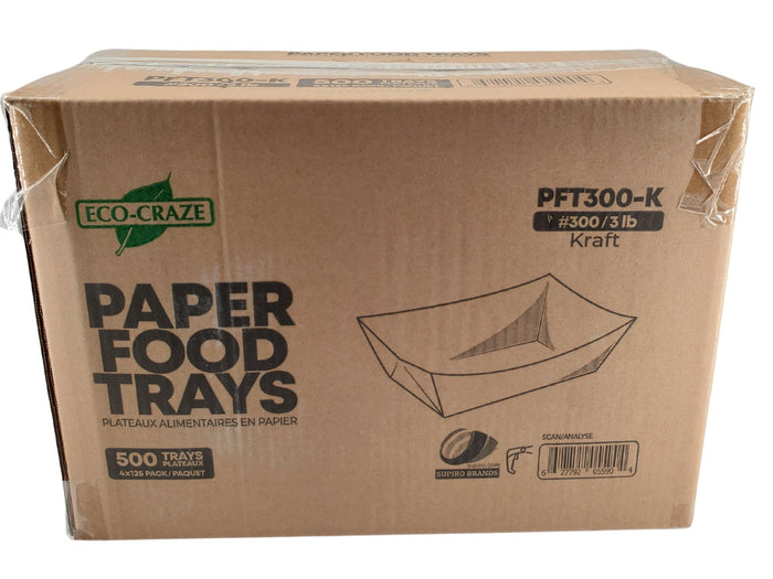 Eco-Craze - PFT300-K #300 3 lb Kraft Paper Food Tray