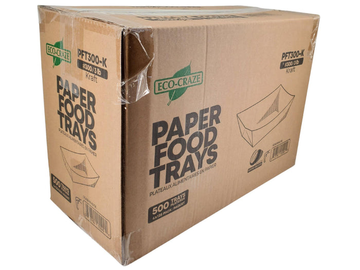 Eco-Craze - PFT300-K #300 3 lb Kraft Paper Food Tray