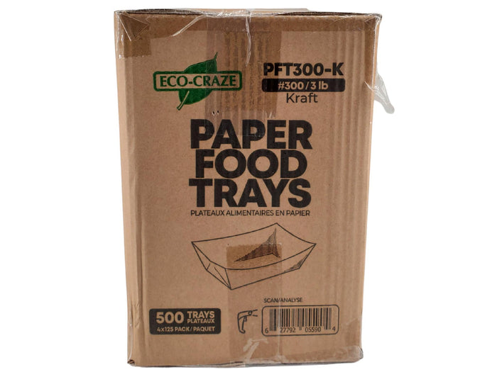 Eco-Craze - PFT300-K #300 3 lb Kraft Paper Food Tray