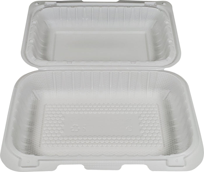 Eco-Craze - MFPP Clamshell Container - 9x6x2.6 - Double Lock - Vented - White