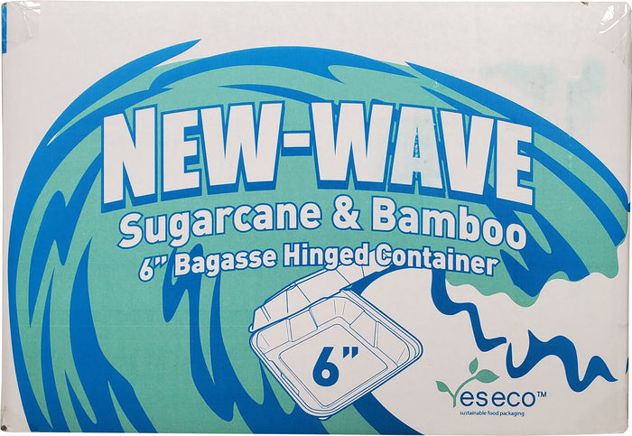 XC - E2E Foodpack - Bagasse Clamshell Container - 6x6