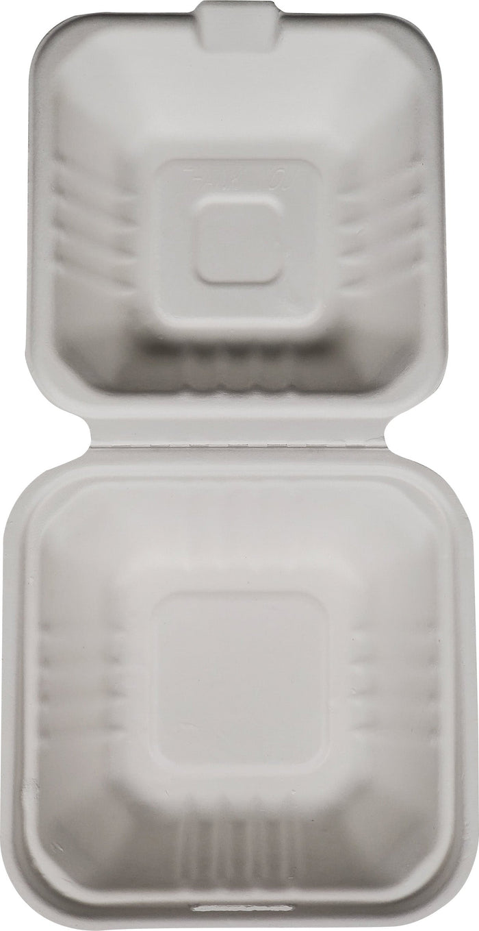 XC - E2E Foodpack - Bagasse Clamshell Container - 6x6