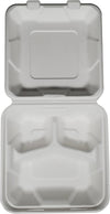 Eco-Craze 8X8X3 - 3 Compartment Bagasse Clamshell EM-773