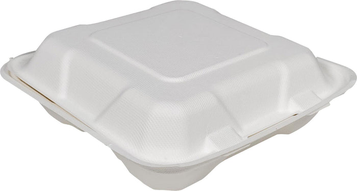 Eco-Craze - 8X8X3 - 3 Compartment Bagasse Clamshell