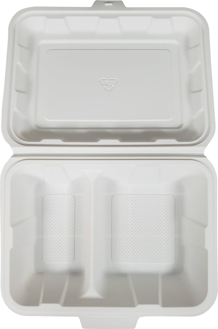 Eco-Craze - Bagasse Clamshell Container - 9X6 - 2 Comp